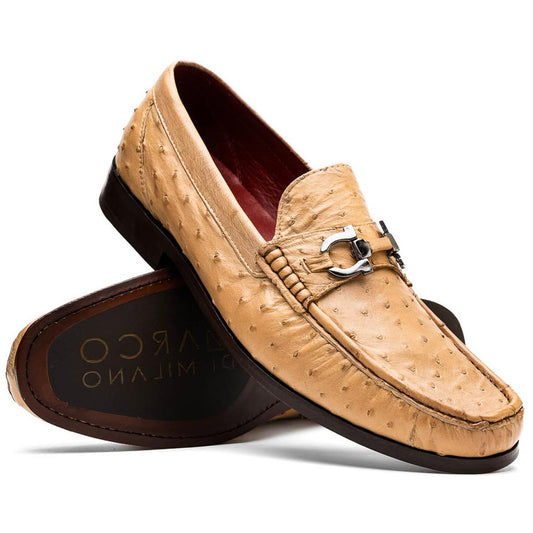 Ferrioni Orix Men’s Genuine Ostrich Moc Toe Bit Loafers | Marco Di Milano