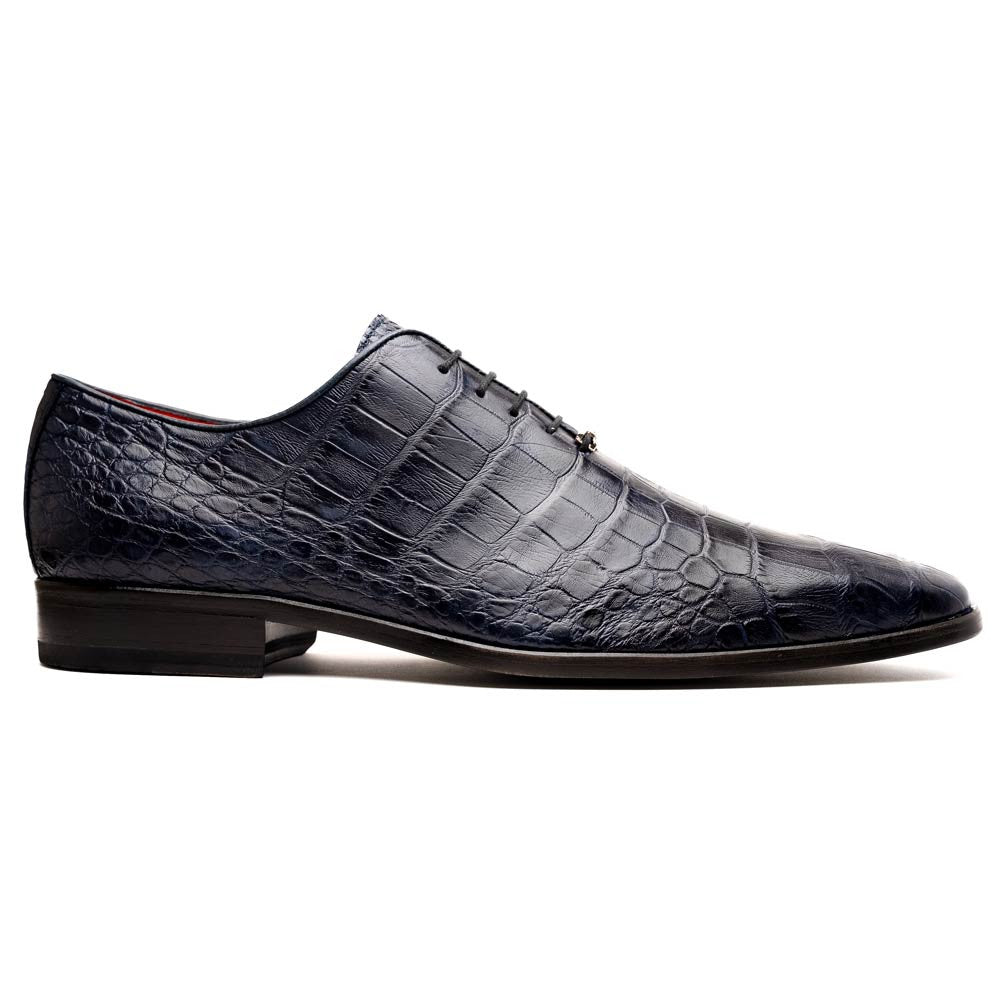 Bono Men’s Genuine Alligator Skin Oxfords | Marco Di Milano Exotic Shoes in Navy