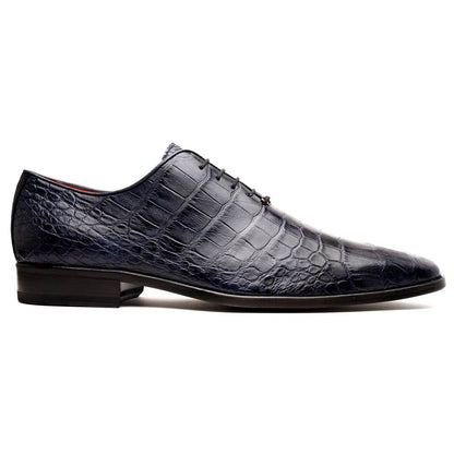 Bono Men’s Genuine Alligator Skin Oxfords | Marco Di Milano Exotic Shoes in Navy