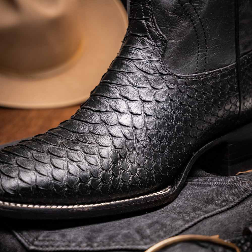 Missouri Genuine Python Skin Black Cowboy Boot | Marco Di Milano Western Boots