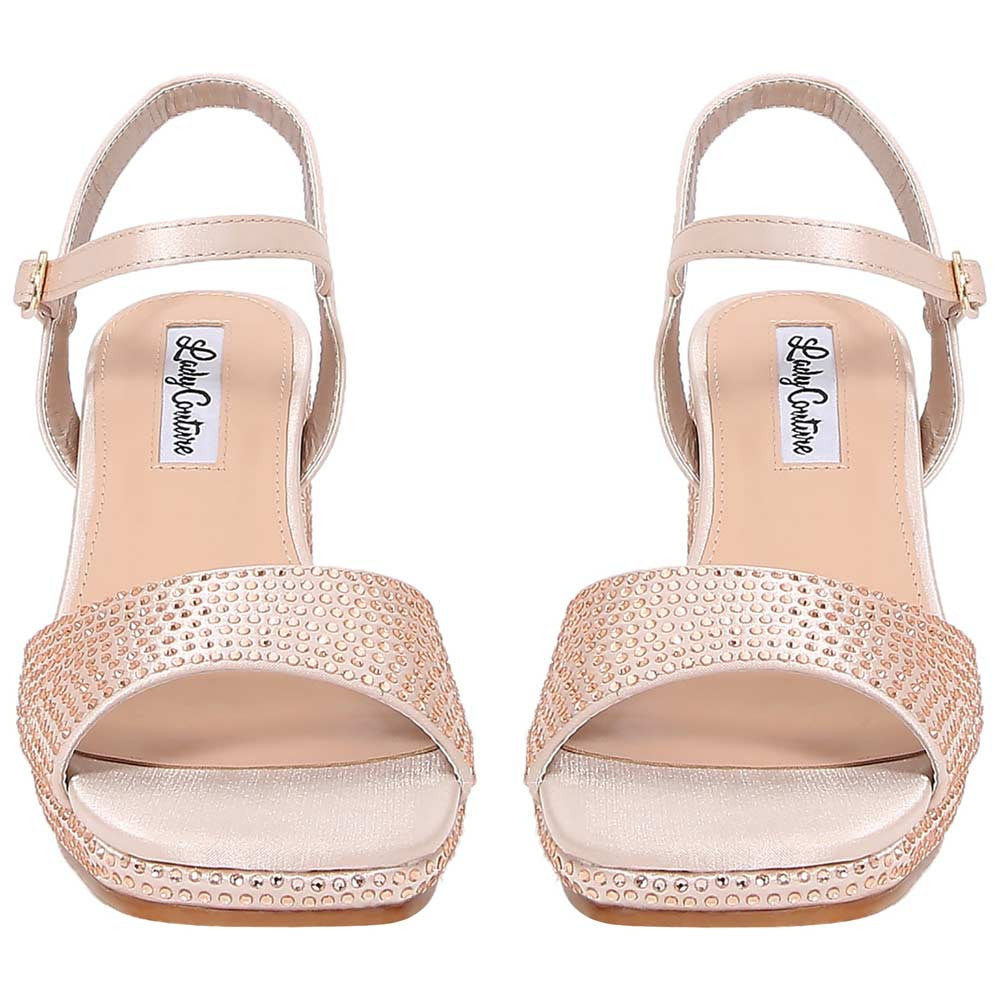 Lady Couture Judy 3” Block Heel Sandals in Champagne