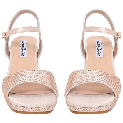 Lady Couture Judy 3” Block Heel Sandals in Champagne