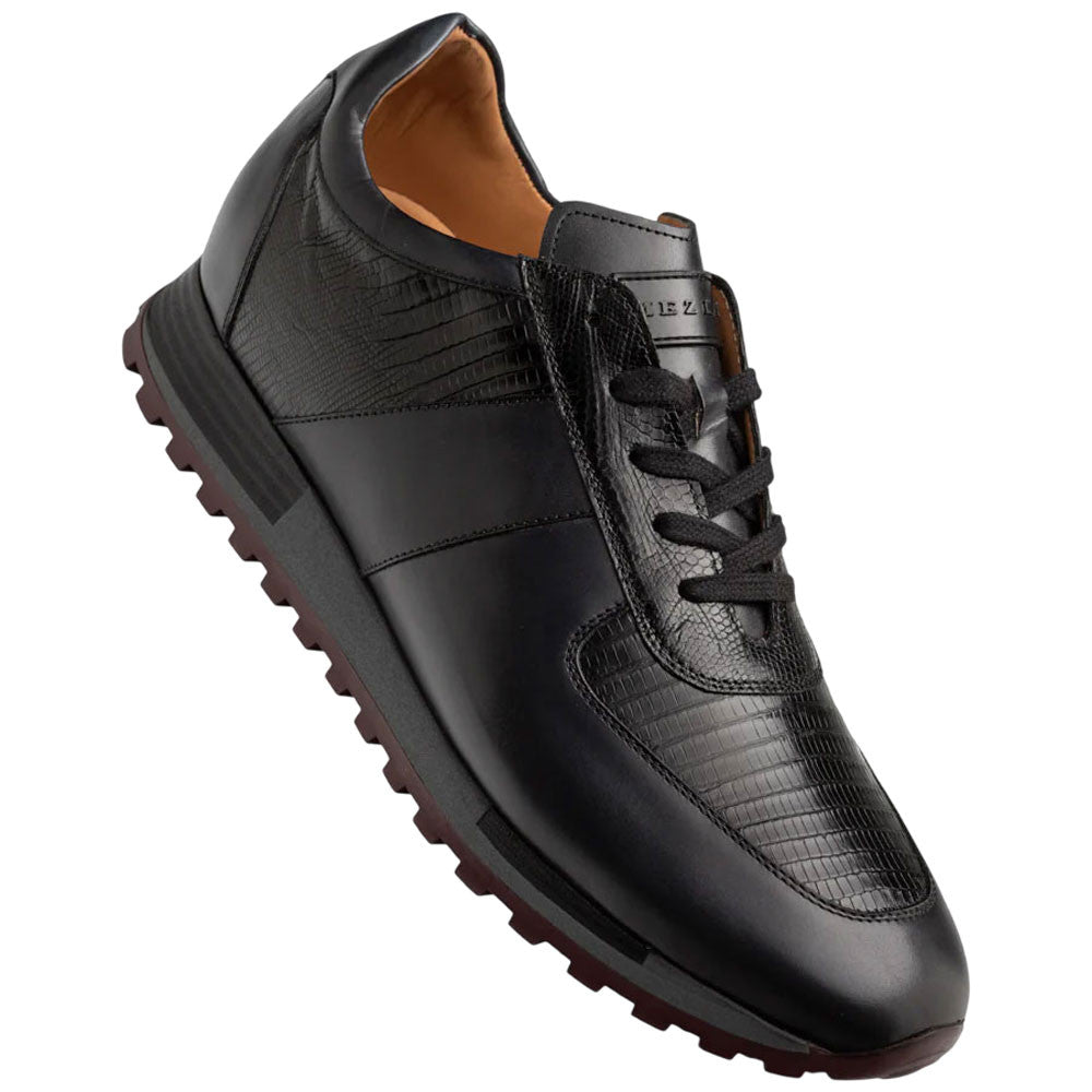 Mezlan Greenwich Genuine Lizard Skin Black Fashion Sneaker