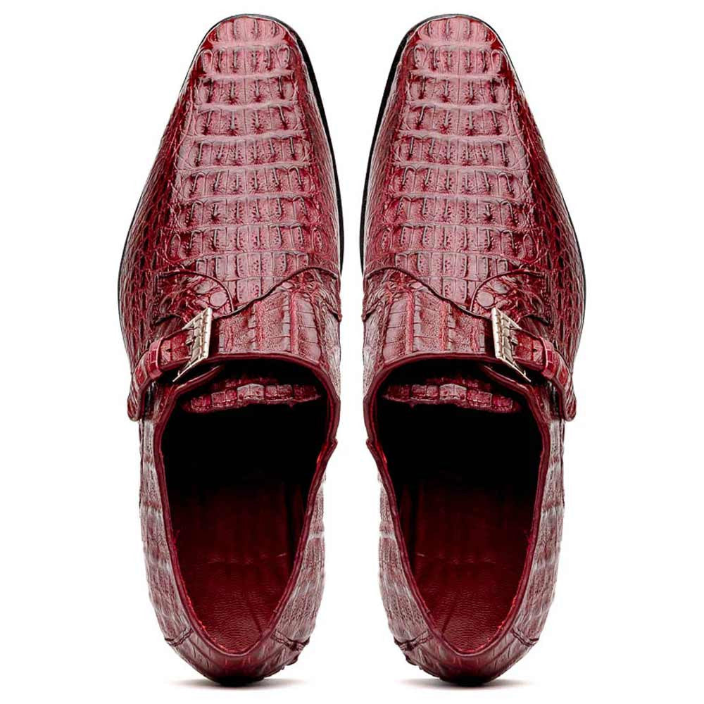 Luigi Wine Men’s Genuine Caiman Crocodile Dress Monk Strap | Marco Di Milano