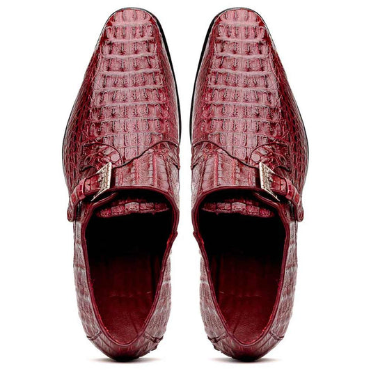 Luigi Wine Men’s Genuine Caiman Crocodile Dress Monk Strap | Marco Di Milano
