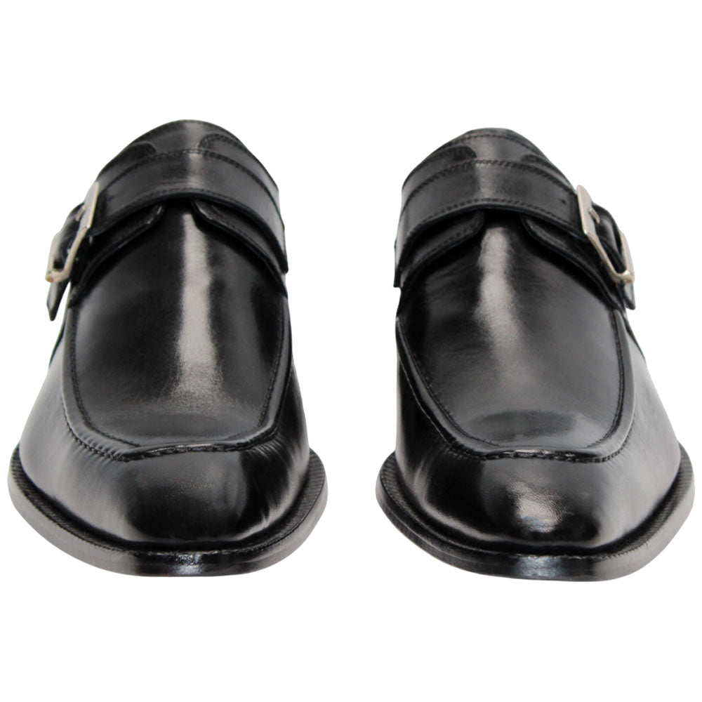 Duca Black Monk Strap Moc Toe Slip On