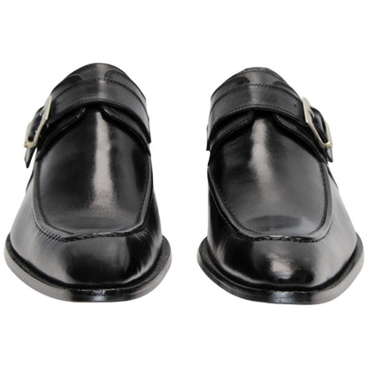 Duca Black Monk Strap Moc Toe Slip On