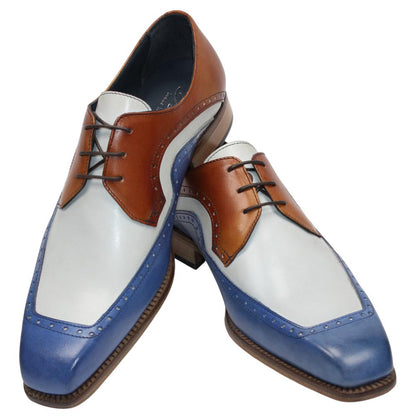 DUCA Velletri Blue Men's Combo Italian Leather Spectator Derby Shoes