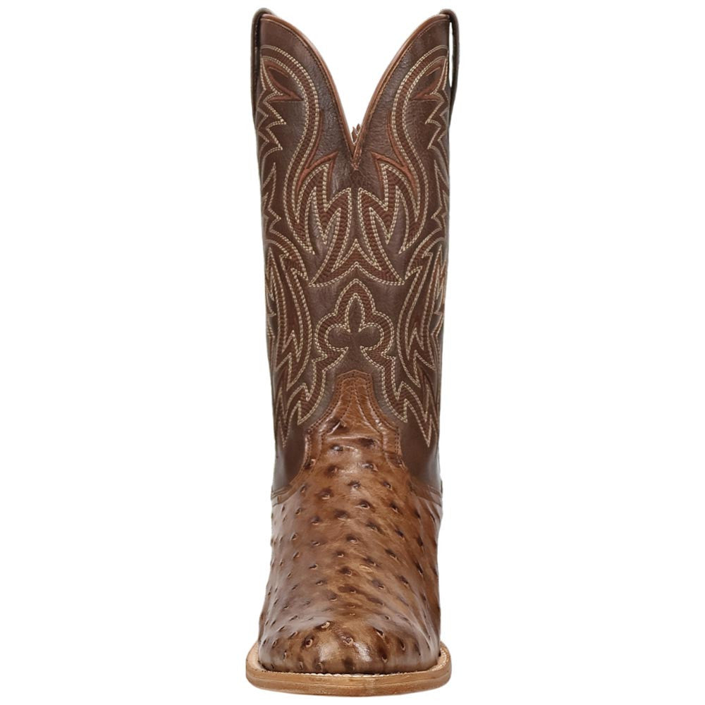 Dan Post Gauge Men's Brown Full Quill Ostrich Cowboy Boot - 13" Shaft, Round Toe