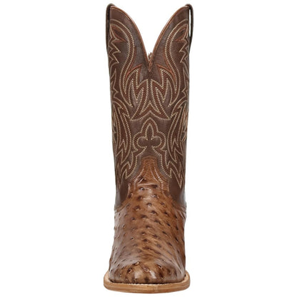 Dan Post Gauge Men's Brown Full Quill Ostrich Cowboy Boot - 13" Shaft, Round Toe