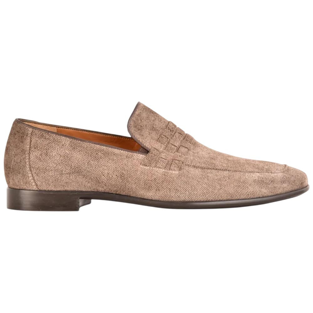Corrente Men's Denim Leather Loafer - Brown
