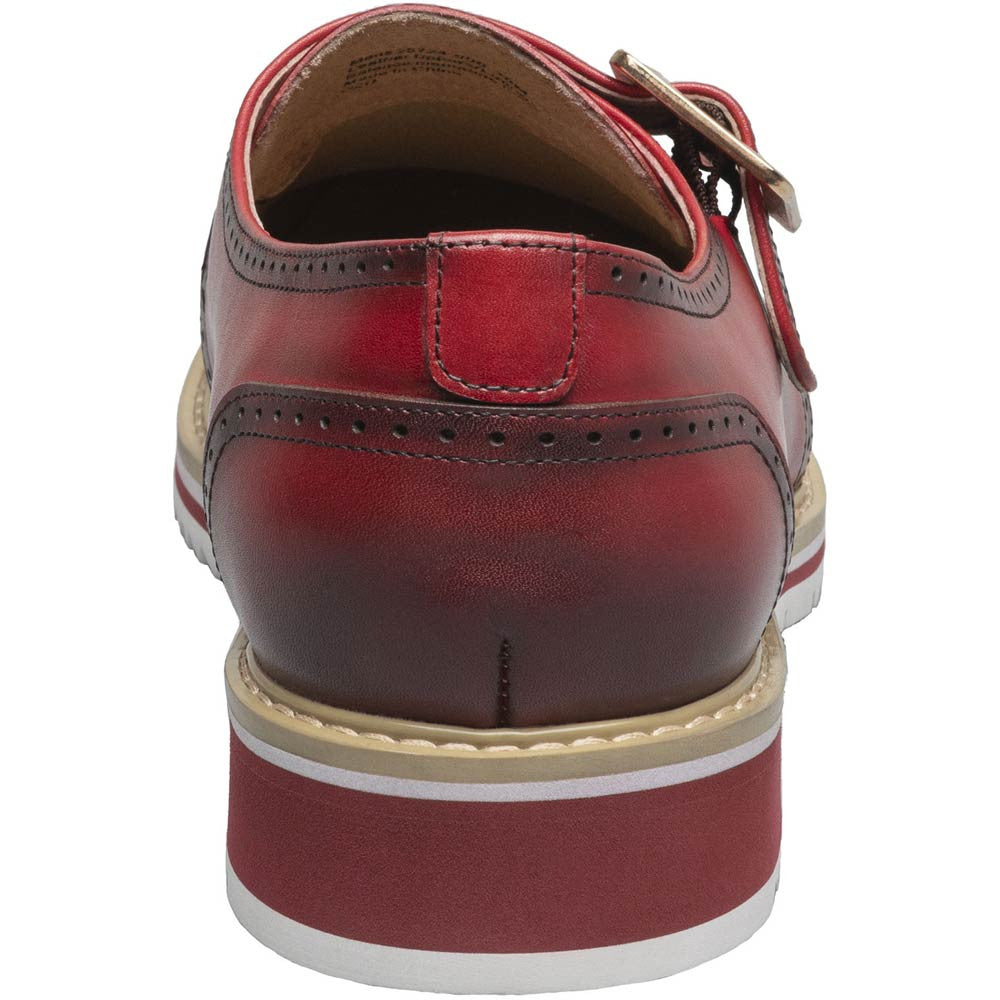 Stacy Adams Bartram Plain Toe Monk Strap in Red