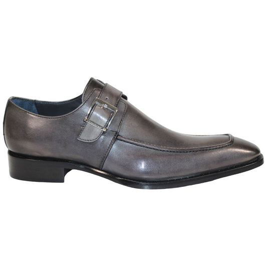 Duca Garda Men's Grey Calf-Skin Leather Monkstrap Oxfords Shoes