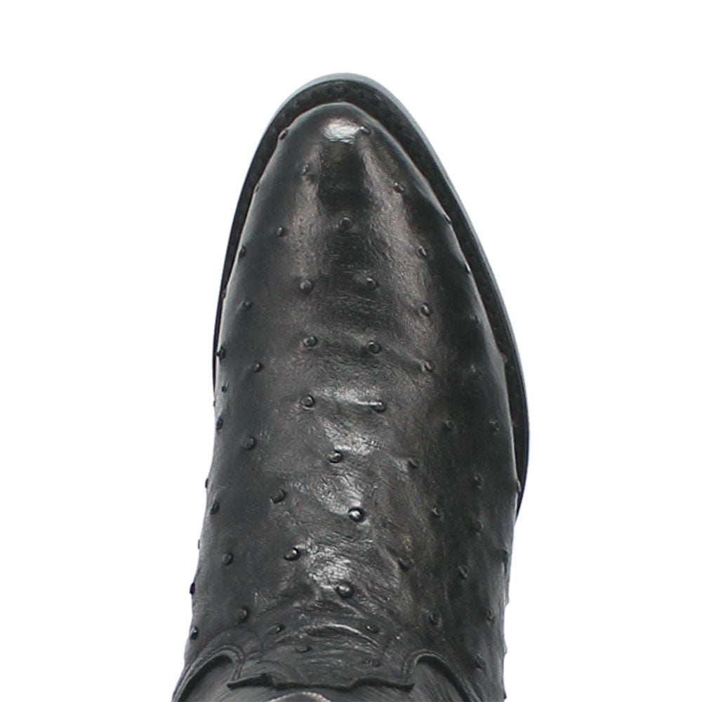 Dan Post Tempe Black Full Quill Ostrich Round Toe Western Cowboy Boots