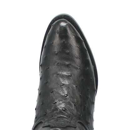 Dan Post Tempe Black Full Quill Ostrich Round Toe Western Cowboy Boots