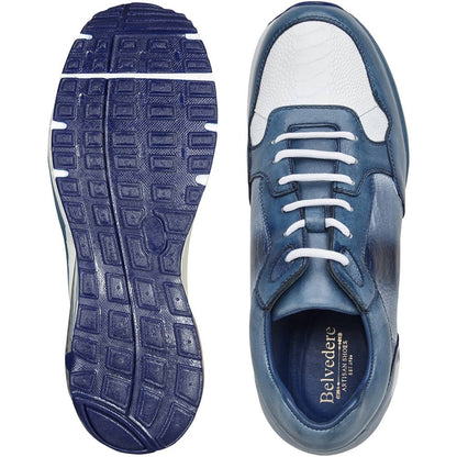 Belvedere Gino Men’s Genuine Ostrich & Soft Italian Calf Leather Sneakers