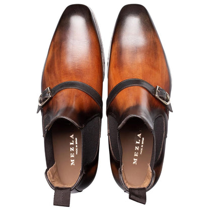 Mezlan Alpine Men's Cognac Monk-Strap Chelsea Boot