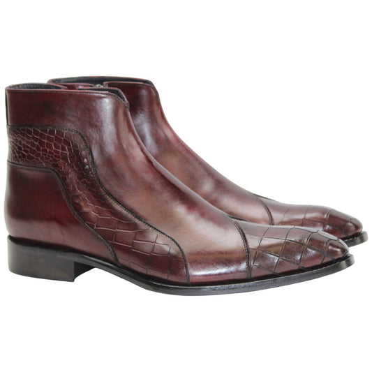 Duca Aprilia Men's Burgundy/Antique Red Calf-Skin Leather Boots