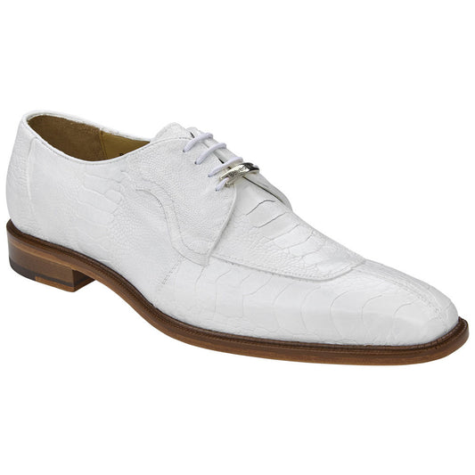 Belvedere Men’s Siena Genuine Ostrich Leg Moc Toe Lace-Up Derby Dress Shoes