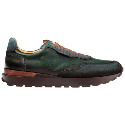 Mezlan Notting Men's Forest/Dark Forest Calfskin & Suede Dress Sneaker - Handmade in Spain