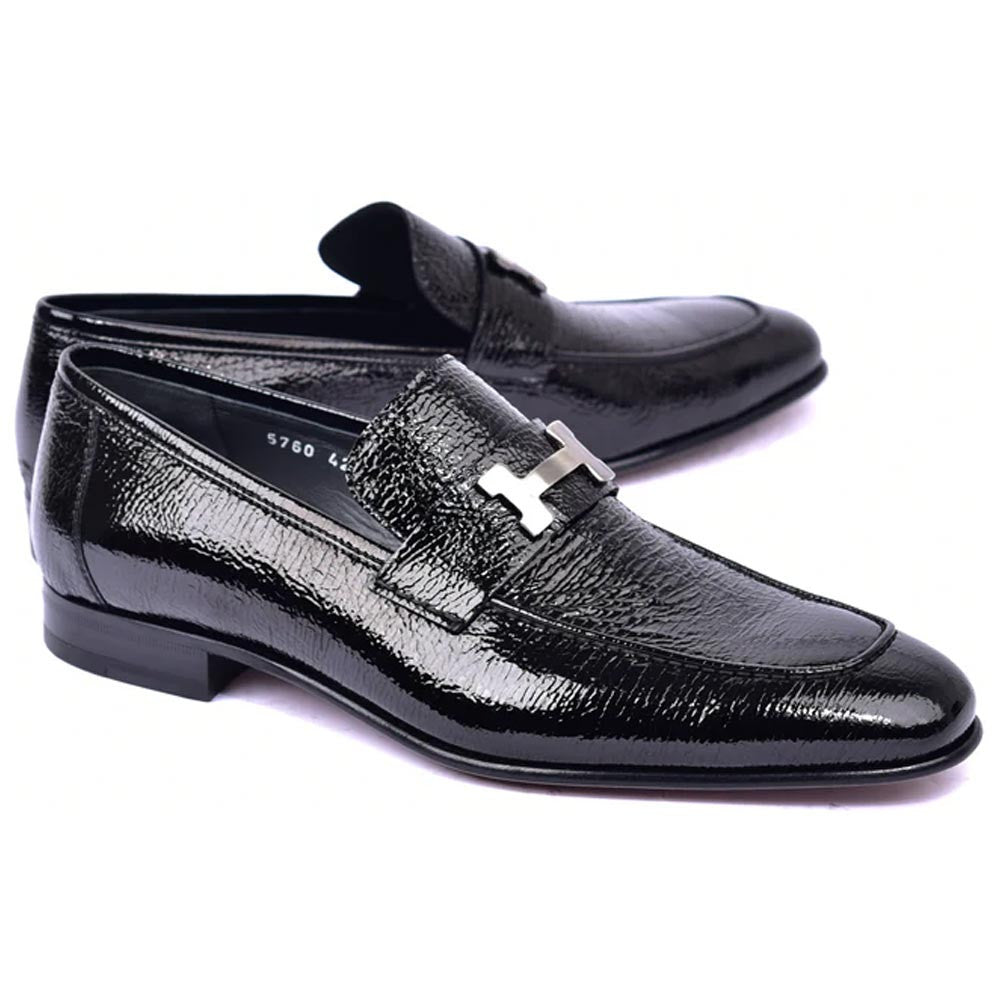 Corrente Black Vita H Buckle Calfskin Loafer for Men