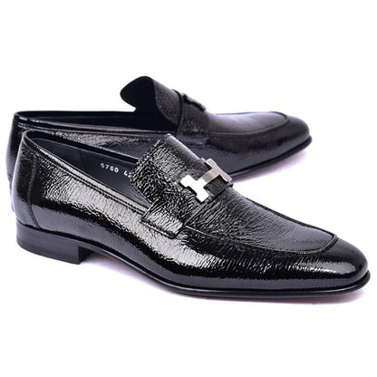 Corrente Black Vita H Buckle Calfskin Loafer for Men