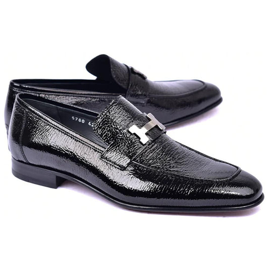 Corrente Black Vita H Buckle Calfskin Loafer for Men