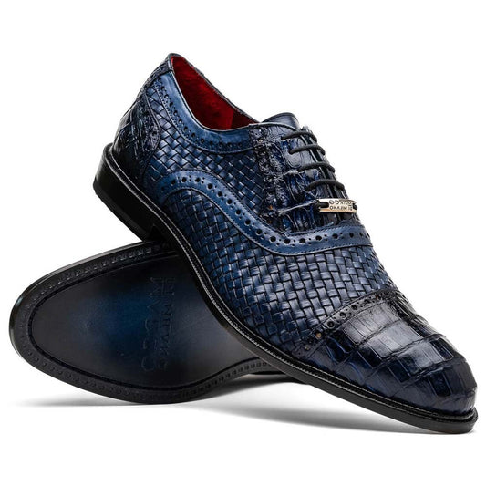 John Woven calfskin Genuine Caiman Crocodile Cap Toe Oxford | Marco Di Milano