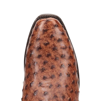 Dan Post Marco Brass Full Quill Ostrich Square Toe Western Cowboy Boots