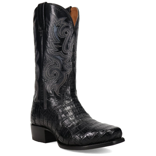 Dan Post Zandor Black Caiman Belly Square Toe Western Cowboy Boots