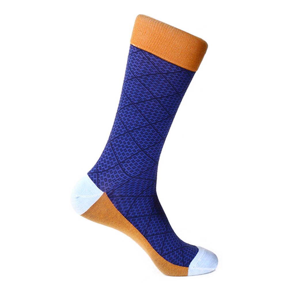 Steven Land Navy Multi Classic Plaid Pattern Men's Socks