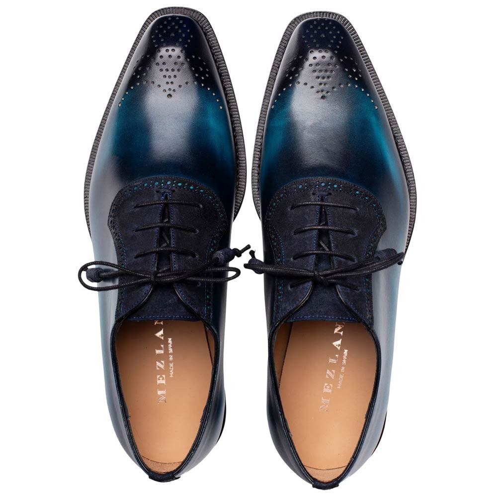 Mezlan Bretton Multi-Tone Oxford - Men's Blue/Multi Wholecut Oxford