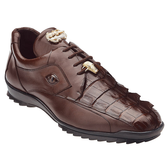 Belvedere Vasco Men's Tabac Brown Hornback Crocodile & Soft Calf Sneaker