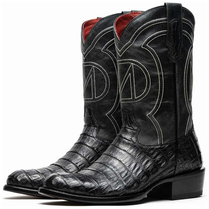 Phoenix Genuine Caiman Belly Skin Black Cowboy Boot | Marco Di Milano Western Boots