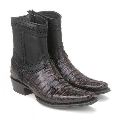 Los Altos Black Cherry Caiman Tail Low Shaft European Square Toe Men's Boot