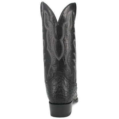 Dan Post Tempe Black Full Quill Ostrich Round Toe Western Cowboy Boots