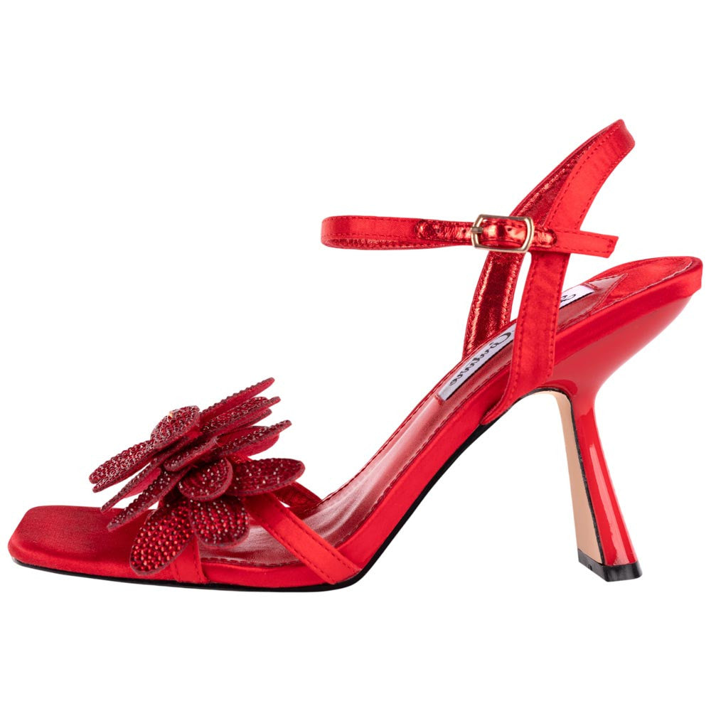 Lady Couture Lust Red Rhinestone Strappy Slingback Heels
