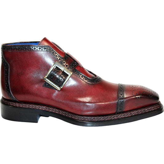 EMILIO FRANCO Aldo Antique Red Leather Buckle Boots