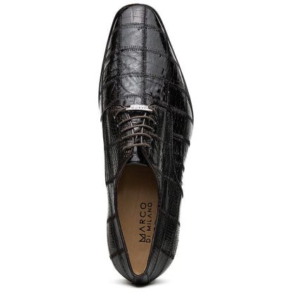 Pissa Brown Men’s Genuine Crocodile and Lizard Skin Patchwork Derby