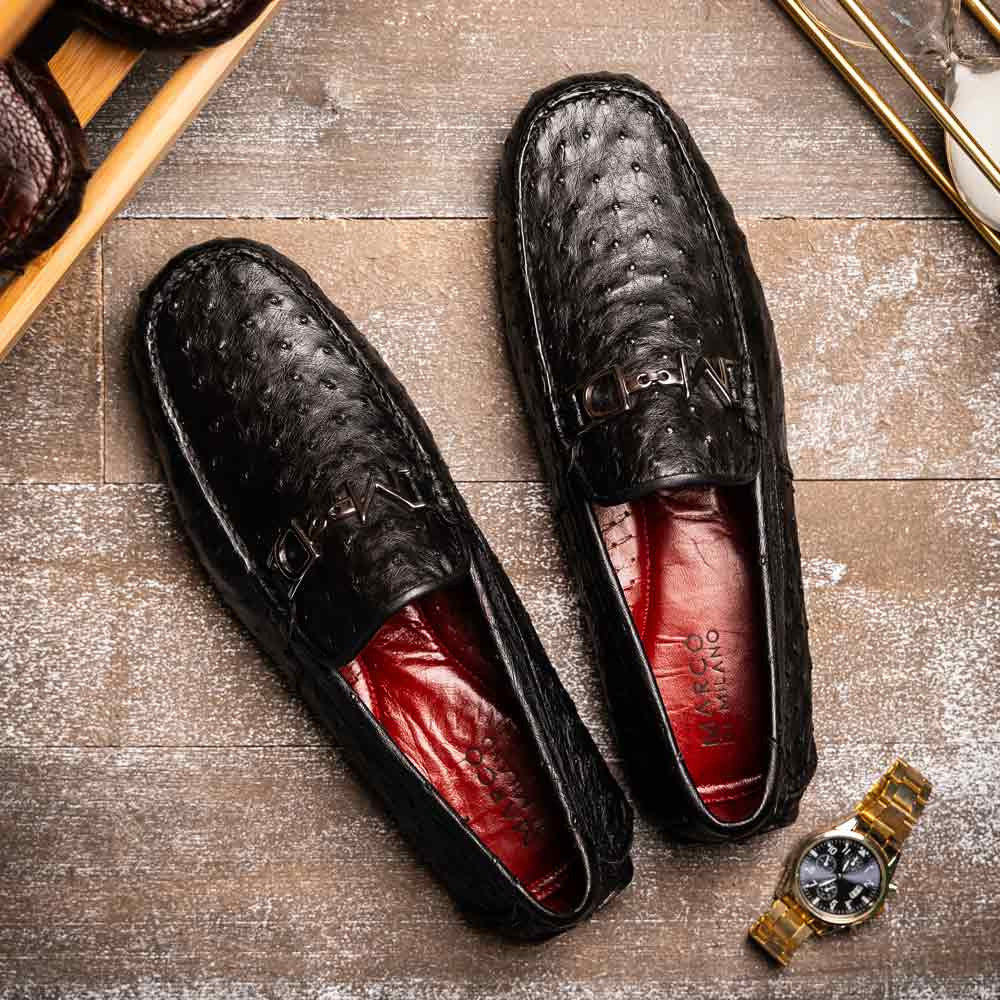Bolonia Men’s Genuine Ostrich Horse-Bit Driver Loafers | Marco Di Milano