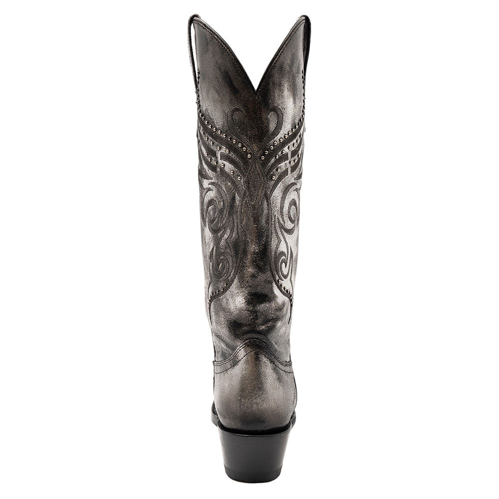 Ferrini Masquerade Silver Metallic Full Grain Snipped Toe Leather Boots
