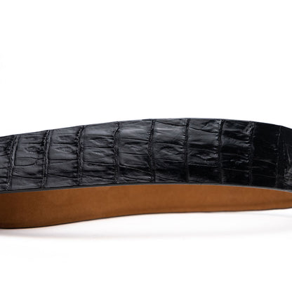 Riccardo Genuine Caiman Fuscus-Belly Black Belt with a Chrome Buckle | Marco Di Milano Exotic Belt