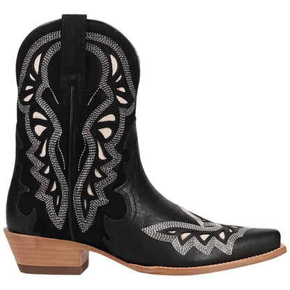 Dan Post Haven Women's Black Leather Western Bootie - 8" Shaft, Snip Toe