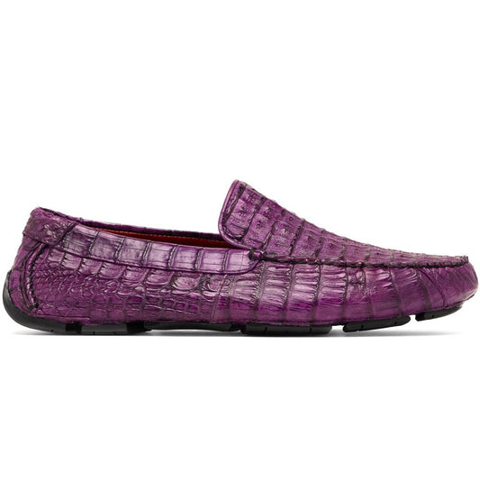Marco Di Milano Remo Purple Caiman Driving Slip-On Loafers