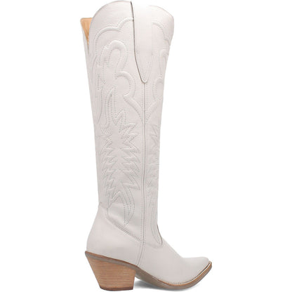 Dingo Raisin Kane White Embossed Zipper and Snip Toe Leather Boots