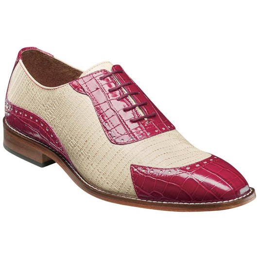 Stacy Adams Tarango Modified Cap Toe Raspberry w/Ivory Oxford Shoes for Men