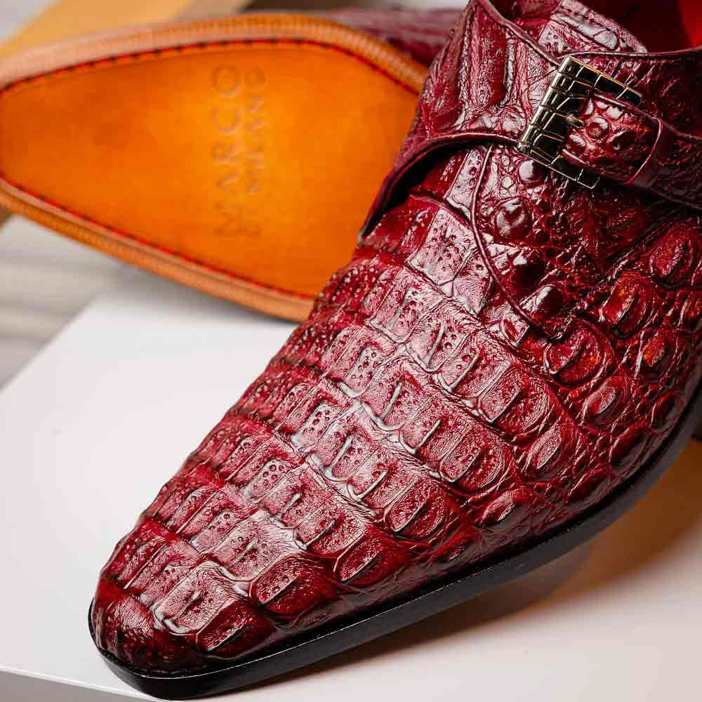 Luigi Wine Men’s Genuine Caiman Crocodile Dress Monk Strap | Marco Di Milano
