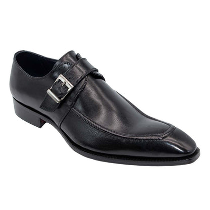 Duca Black Monk Strap Moc Toe Slip On