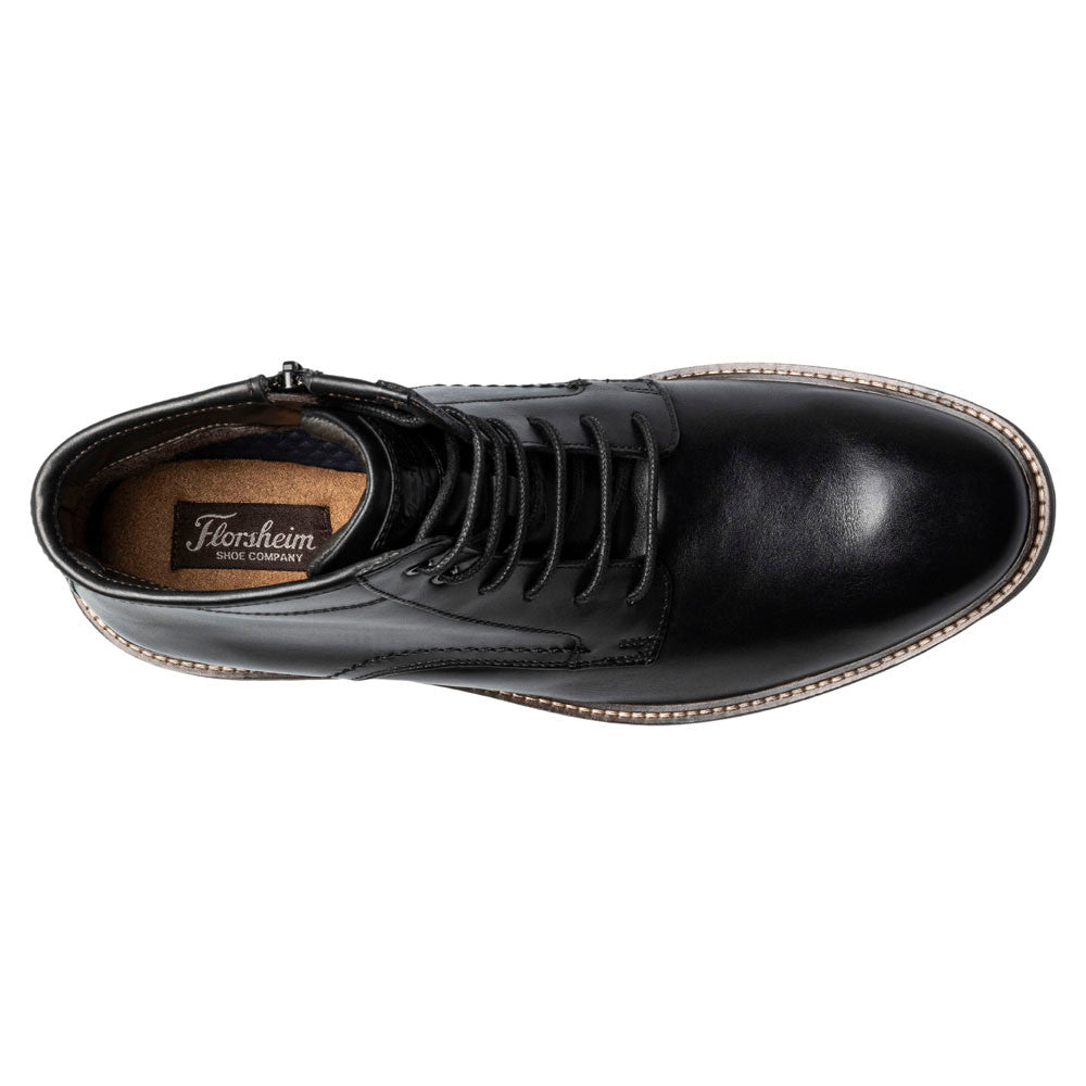Forge Plain Toe Lace Up Boots | Florsheim Dress Boots in Black for Men