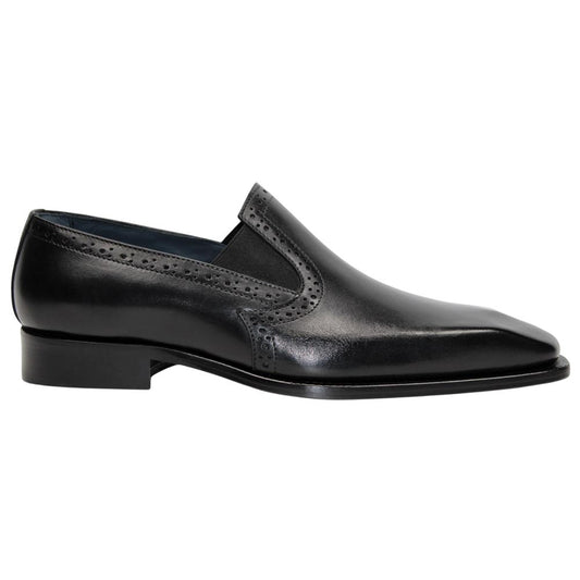DUCA Paliano Black Italian Leather Slip-On Loafers for Men